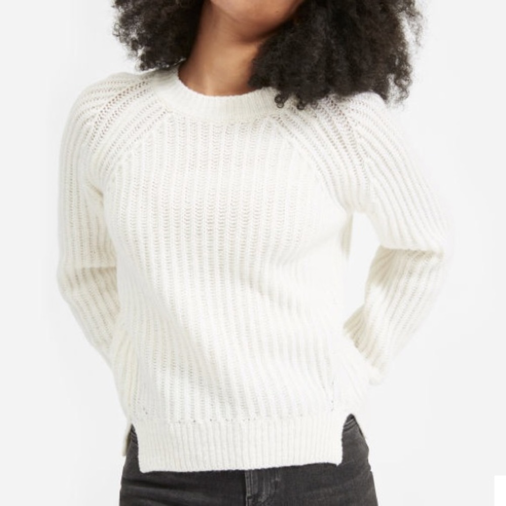 Everlane White Wool Crew Neck Sweater